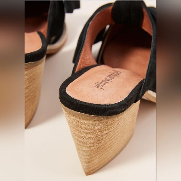 Jeffrey Campbell Cyrus Bow Black Suede Slip On Mule Heel Anthropologie | 7.5 - Picture 8 of 14